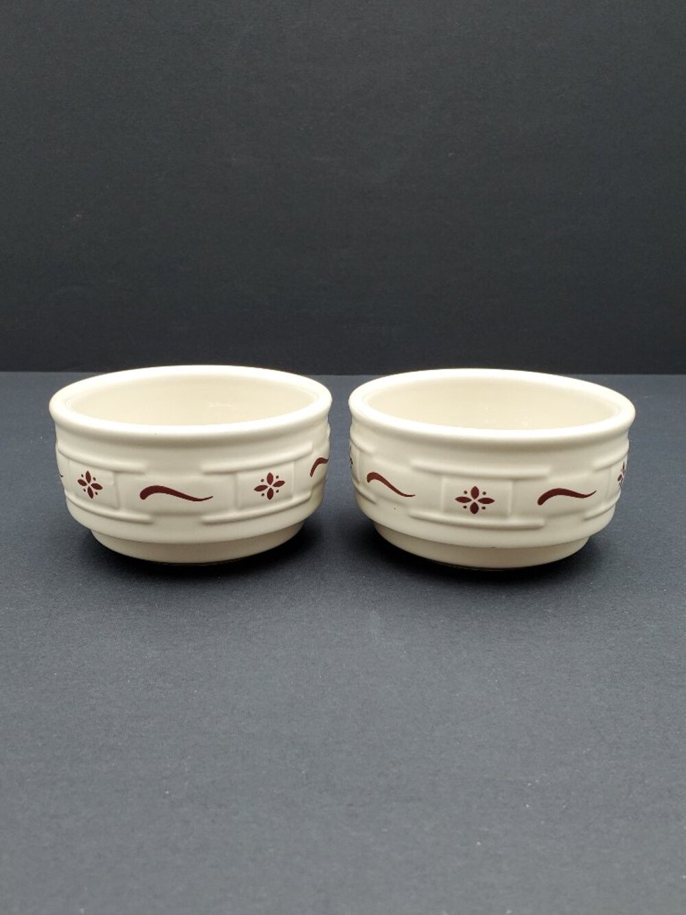 Longaberger Woven Traditions Red Custard Cups Paprika Sauce Dip Condiment Bowls